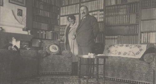 Martin & Giuseppina Ivanaj in their library Tirana 1935