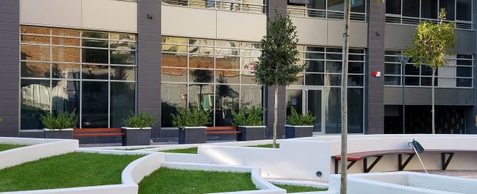 Foundation's front ground entrance